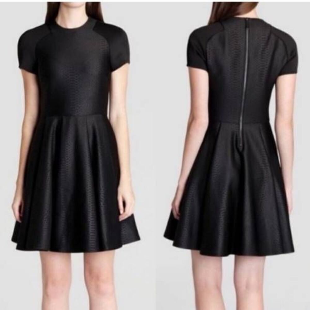 Ted Baker Melisse Snake Neoprene Short Sleeve Mini Dress Black Ted Sz 4/US Sz 10